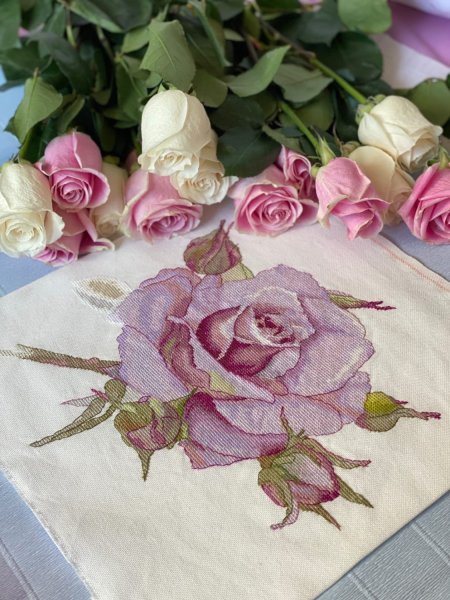 Акварельная роза, схема для вышивки