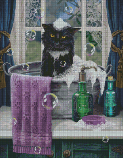 Кот в мыле, схема для вышивания