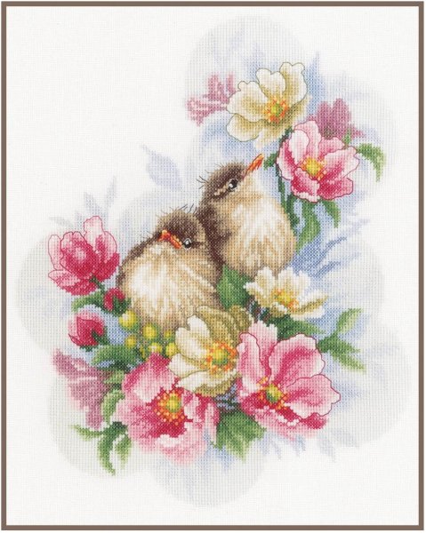 Птички на цветочной ветке, набор для вышивания