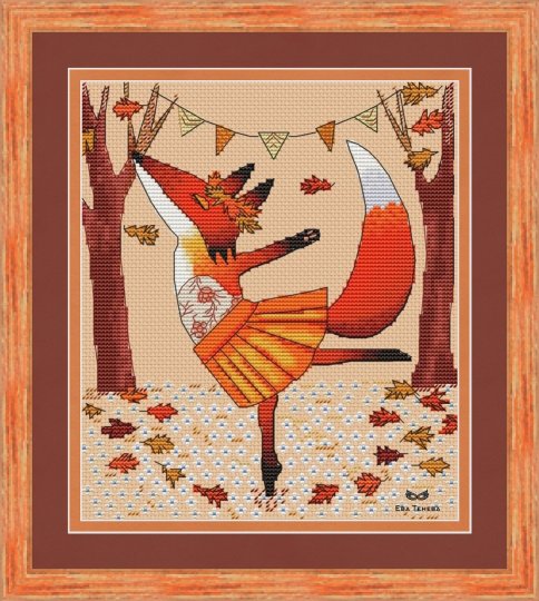 Осень - рыжая лиса, схема для вышивки