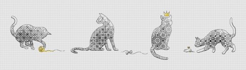 Ажурные кошки, схема для вышивки