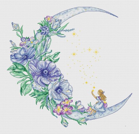 Фея цветочной луны, схема для вышивки