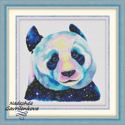 Космо-панда, схема для вышивки