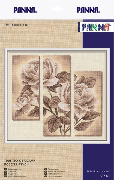 Триптих с розами, набор для вышивания