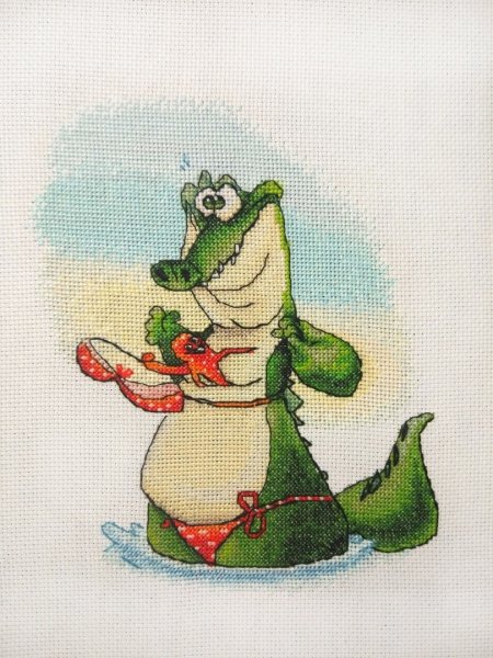 Крокодилиха, схема для вышивания