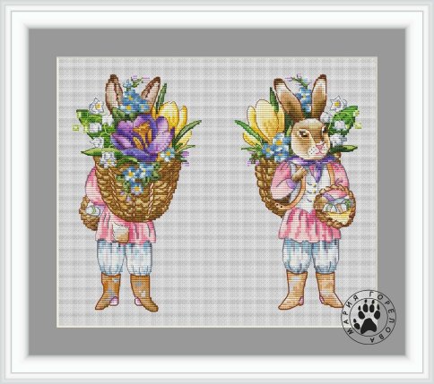 Пасхальный кролик, схема для вышивания