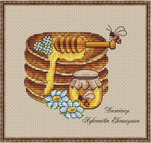 Блинчики с медом, схема для вышивания крестиком
