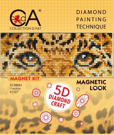 Магнит "Взгляд леопарда", алмазная мозаика