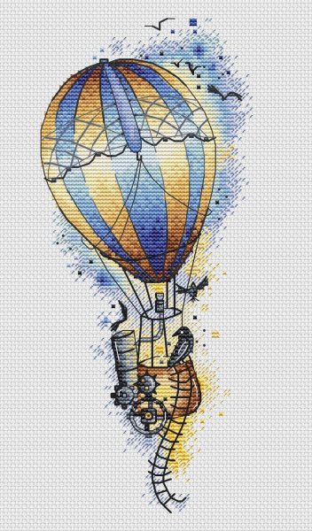 Воздушный шар стимпанк, схема для вышивания