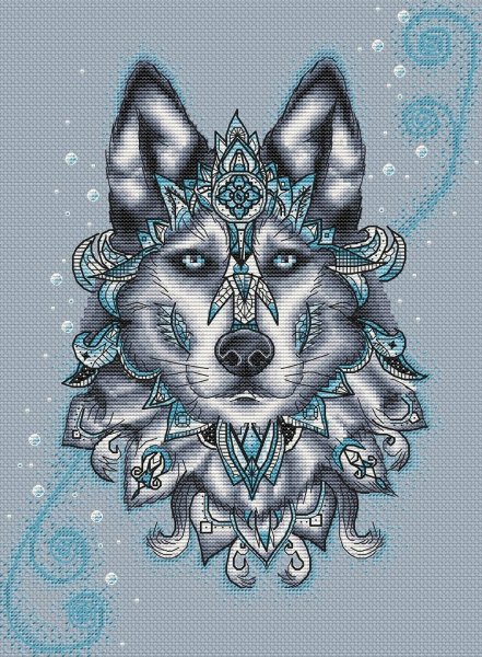 Волк, схема для вышивки