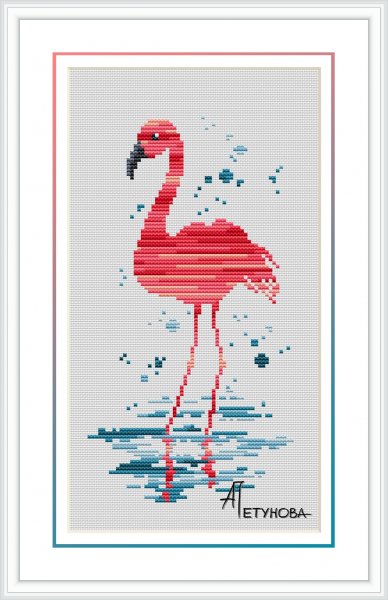 Фламинго, схема для вышивки