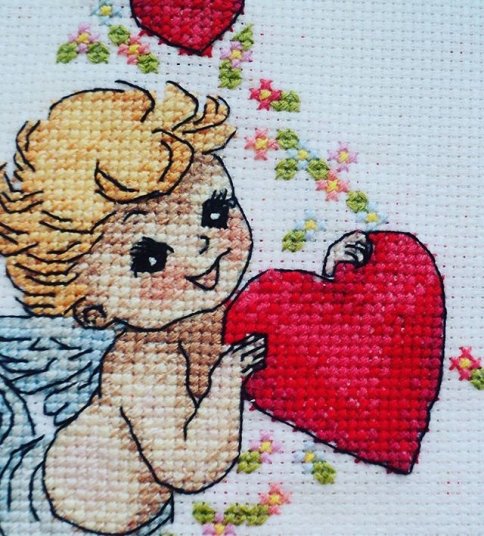 Ангел с сердцем, схема для вышивки