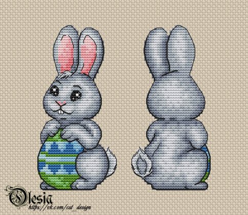 Игрушка Пасхальный Кролик, схема для вышивки