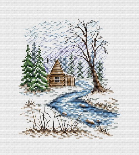 Зима, схема для вышивания