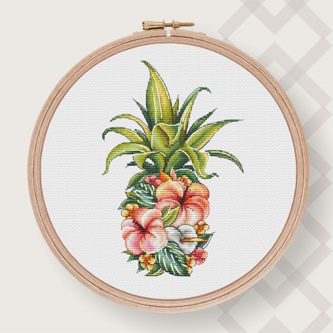 Цветочный ананас, схема для вышивки