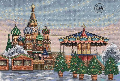 Новогодняя Москва, авторская схема для вышивки