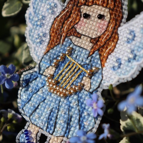 Ангел с арфой, авторская схема для вышивки