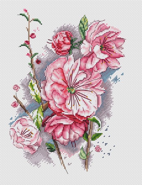 Цветение сакуры, схема для вышивки