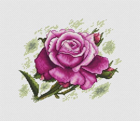 Акварельная роза, авторская схема для вышивки