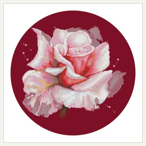 Роза, розовая. L, схема для вышивки