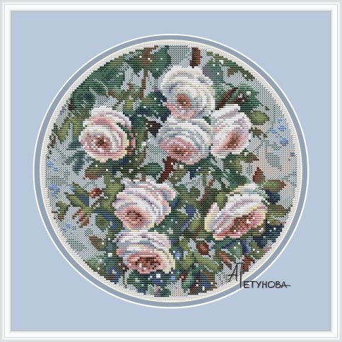 Белые розы, схема для вышивки крестиком