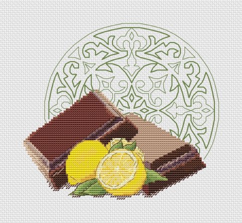 Шоколад с лимоном, схема для вышивки