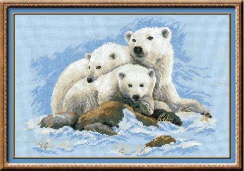 Белые медведи, набор для вышивания