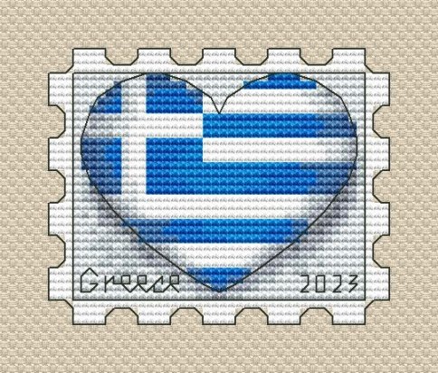 Марка Флаг Греции, схема для вышивки