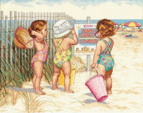 Дети на пляже, набор для вышивания