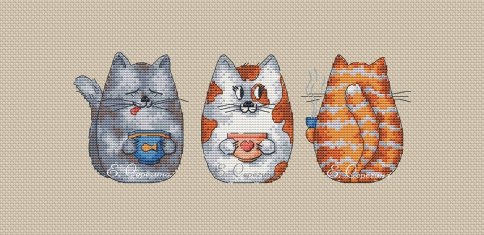 Три кота, схема для вышивания