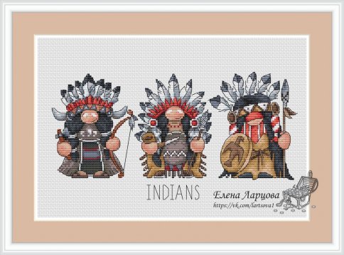 Индейцы, схема для вышивки