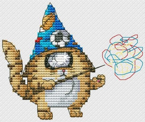 Котик циклопик волшебник, схема для вышивки