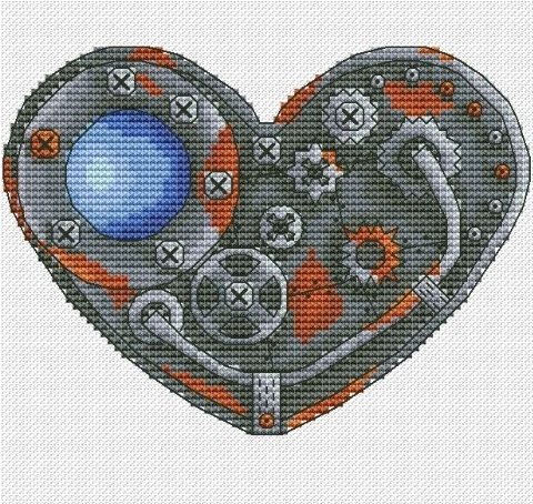 Сердце стимпанк 2, схема для вышивки