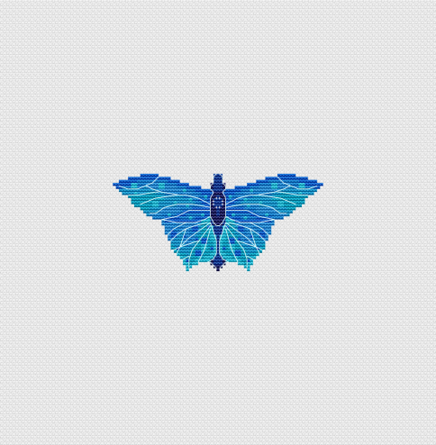  Бабочка Аква, схема для вышивки крестом