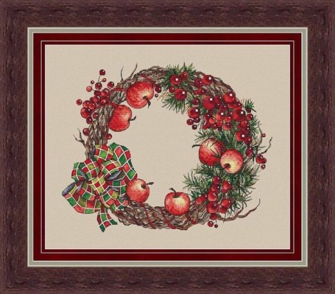 Рождественские яблочки, схема для вышивки