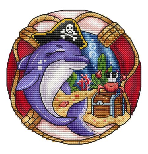 Пират Дельфин, схема для вышивания