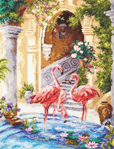 Розовые фламинго , набор для вышивания