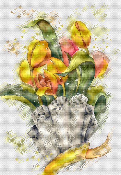 Желтые тюльпаны, схема для вышивания