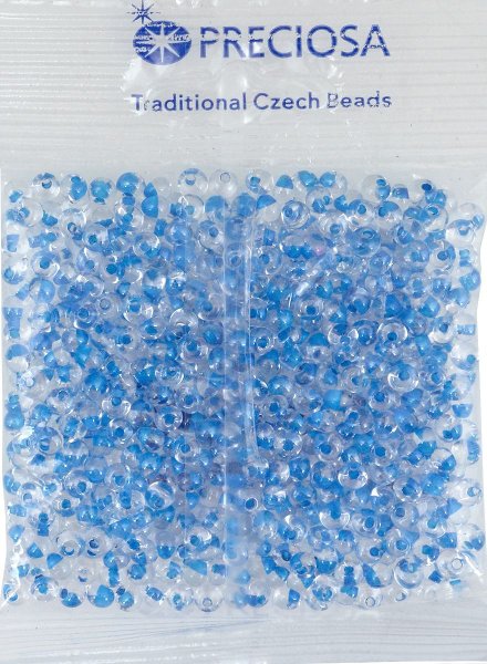Бисер Preciosa Drops, размер 5/0, с цветным центром, цвет 38665, голубой, 50гр