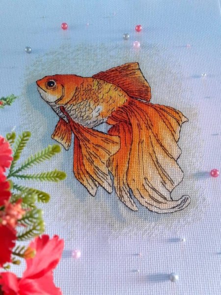 Золотая рыбка, схема для вышивки