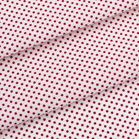 Ткань декоративная "Мелкий горошек", бело-красная