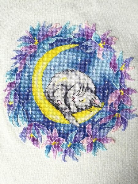 Сладкий сон котенка, схема для вышивки
