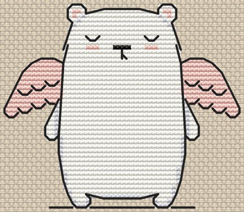 Медвежонок-ангел, схема для вышивки