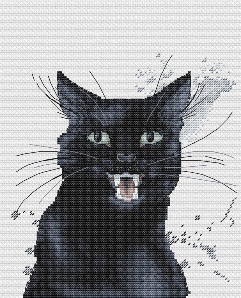 Черная кошка 3, схема для вышивки