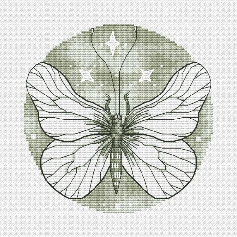 Кружок бабочка, схема для вышивки крестом