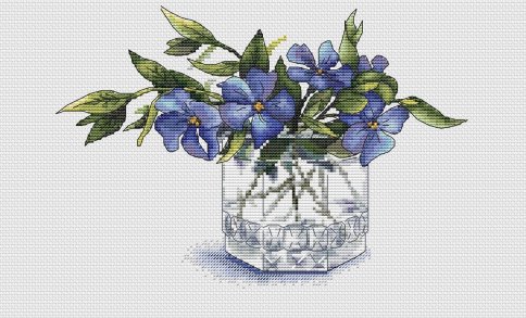 Цветы в стакане, схема для вышивки