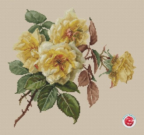 Жёлтая роза, схема для вышивания
