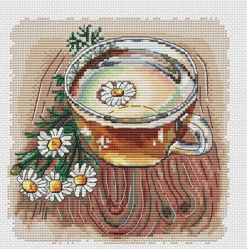 Ромашковый чай, схема для вышивки