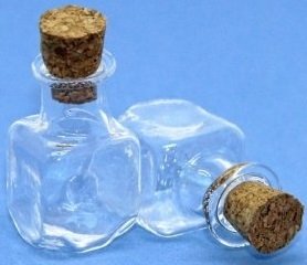 Стеклянная бутылочка с пробкой, 1,4х2,4см, 2,0мл, 5шт