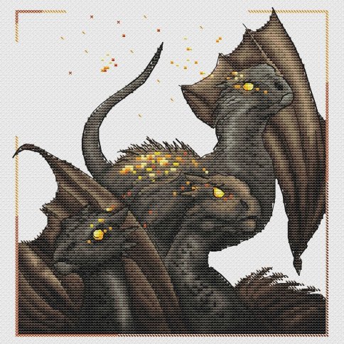 Три дракона, схема для вышивания крестом